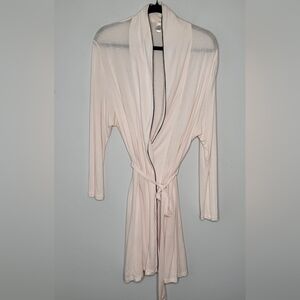 Eberjey x Tuckernuck Cream Robe Black Contrast Trim Belt  Pockets Size L / XL